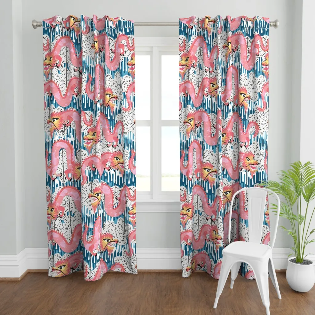 Paper Dragon Dance Year Curtain Panel - Pink product