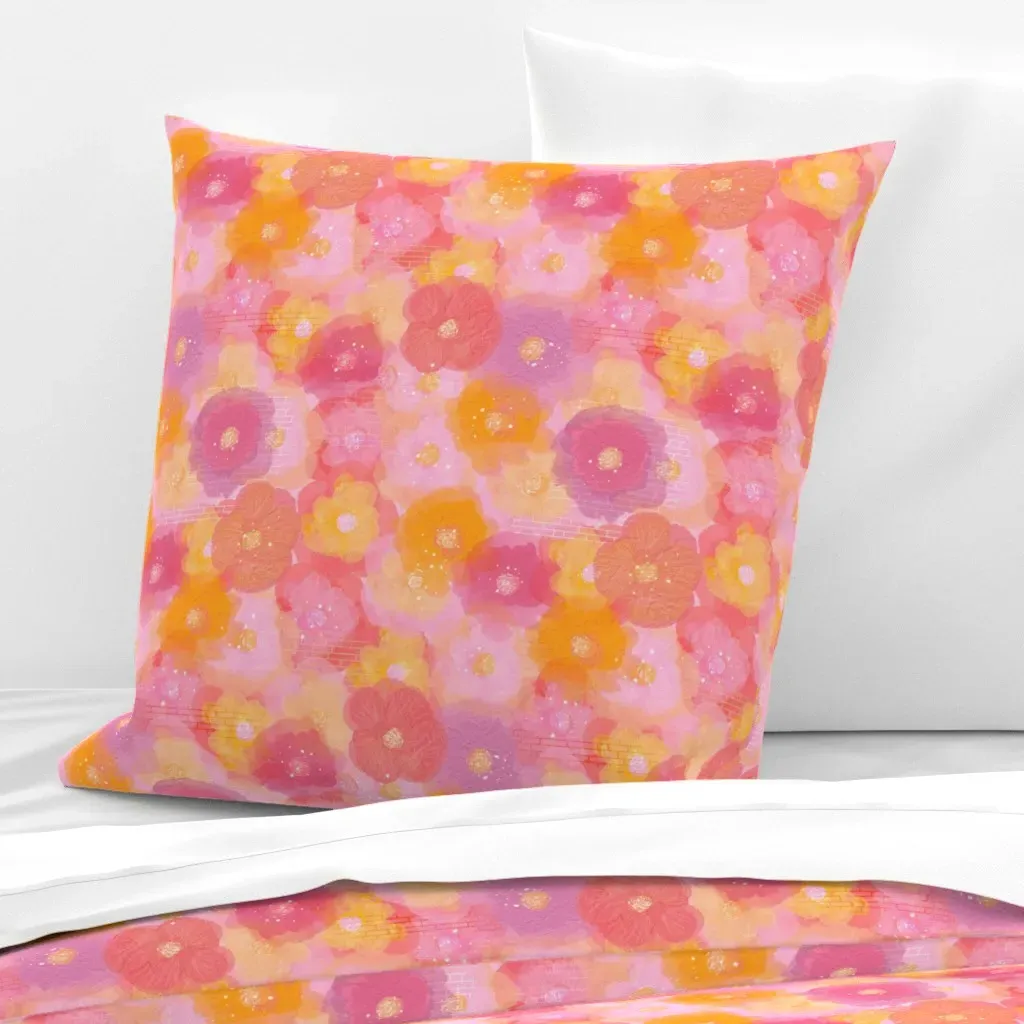Paper Roses Stipple Euro Pillow Sham - Pink product