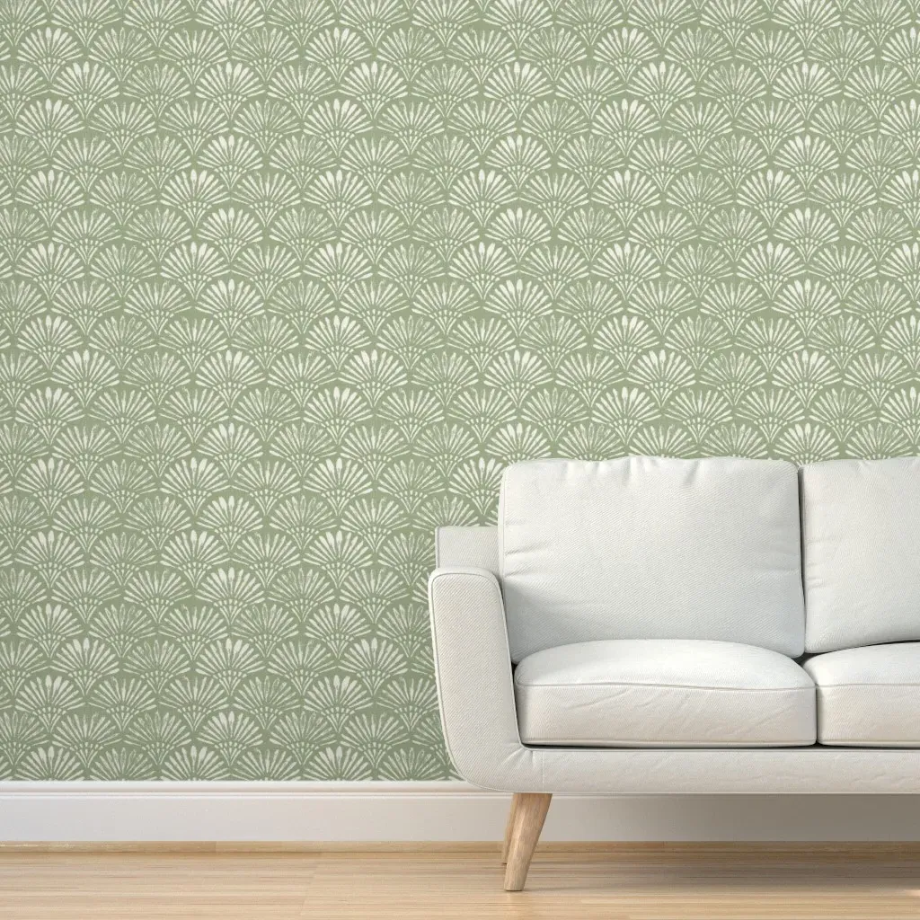 Papyrus Ancient Egypt Peel and Stick Wallpaper - Sage Green product