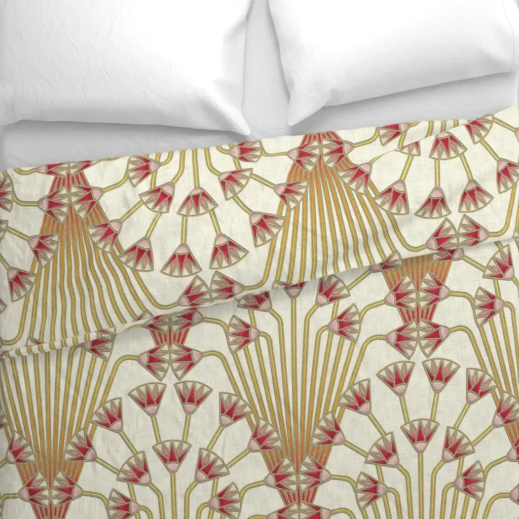 Papyrus Flowers Duvet Cover - Red Pink alternate view