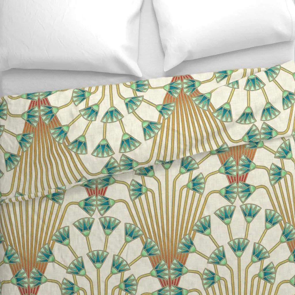 Papyrus Flowers Duvet Cover - Teal alternate view