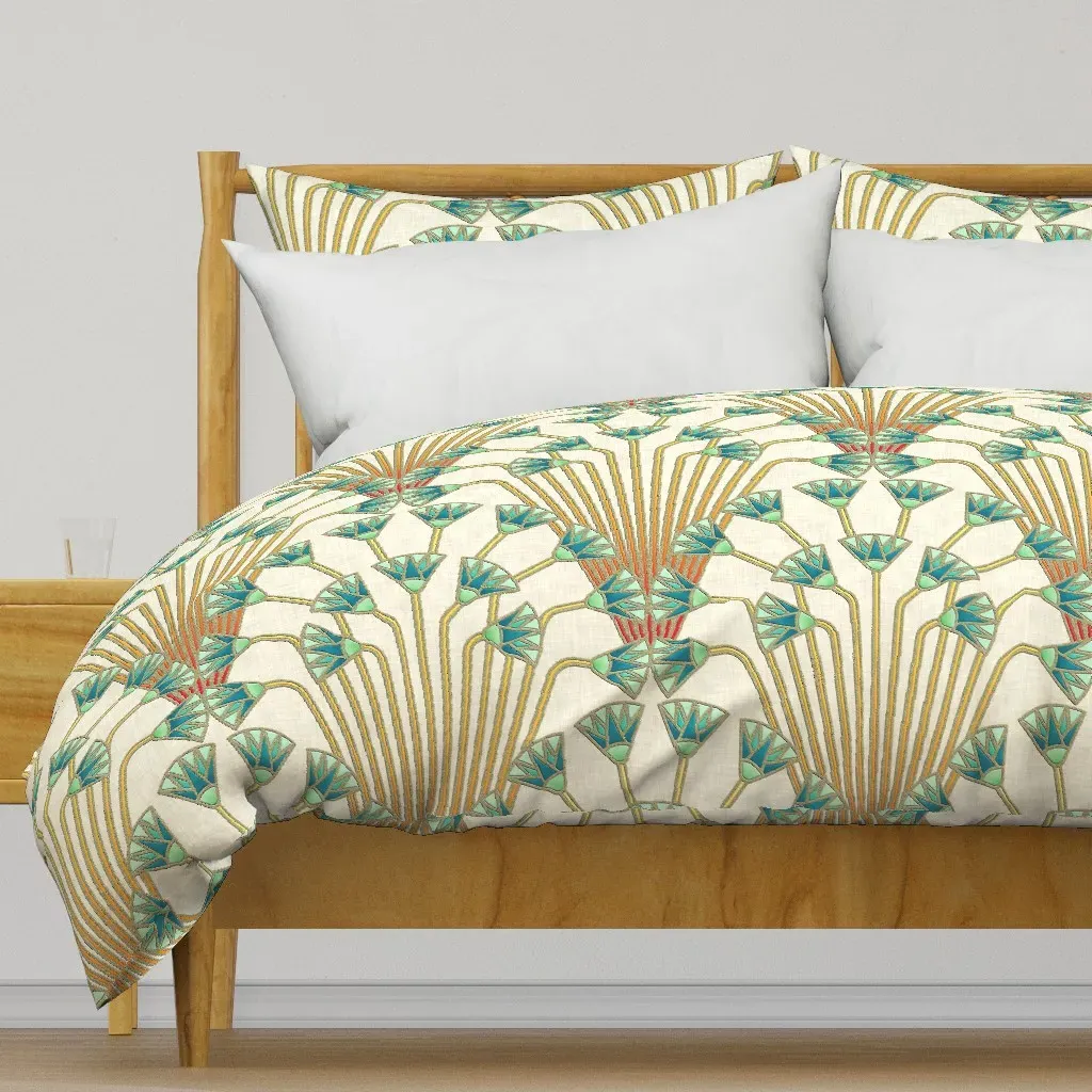 Papyrus Flowers Duvet Cover - Teal product