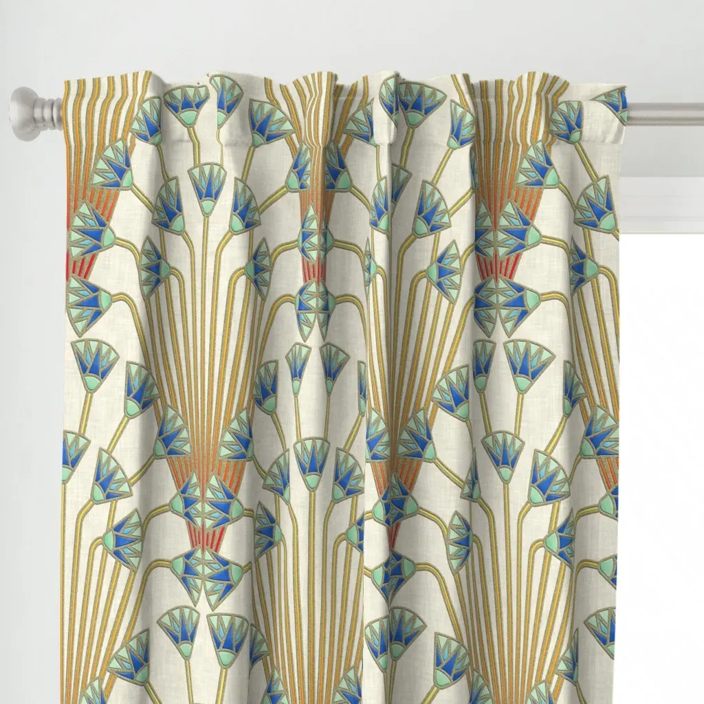 Papyrus Flowers Light Curtain Panel - Teal alternate view