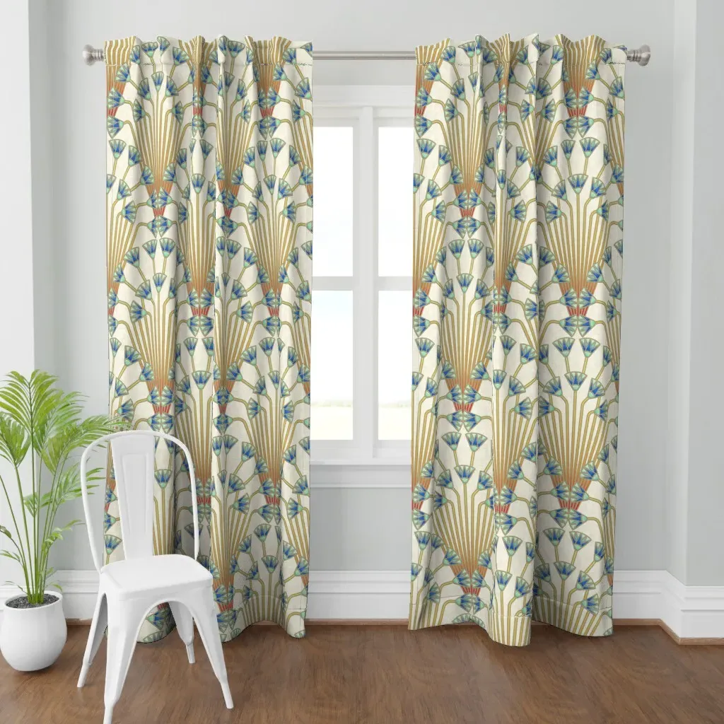 Papyrus Flowers Light Curtain Panel - Teal product
