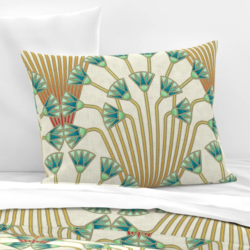 Papyrus Flowers Standard Knife Edge Cushion Cover - Teal, Cotton product