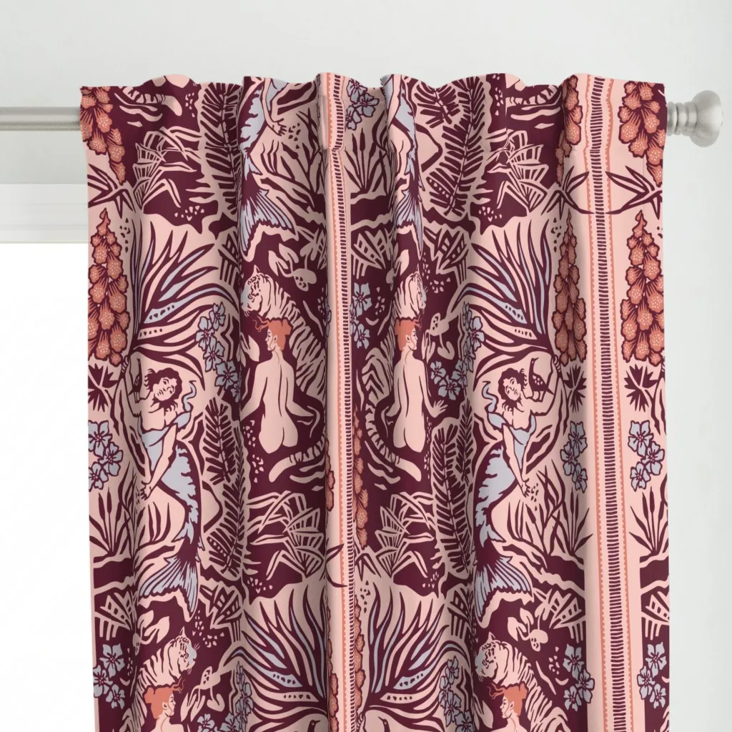 Paradise Curtain Panel - Burgundy alternate view