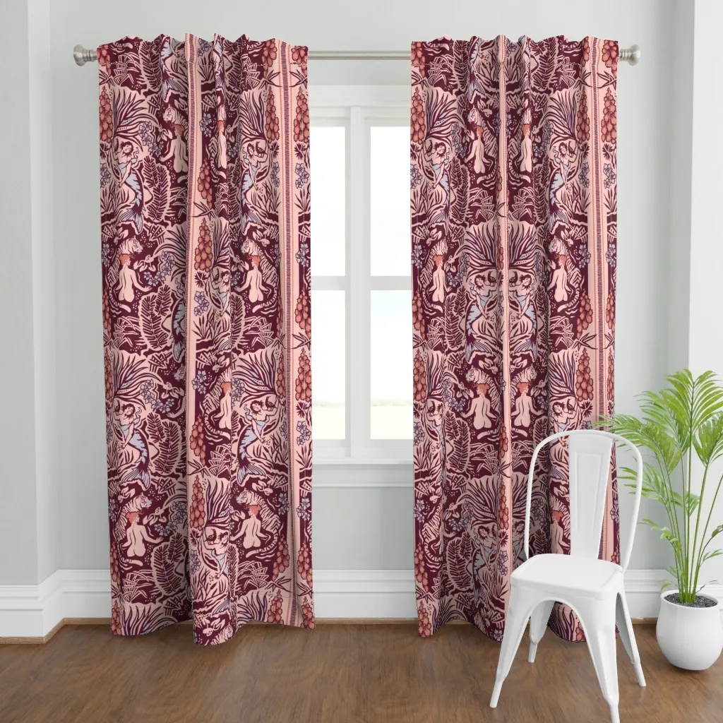 Paradise Curtain Panel - Burgundy product