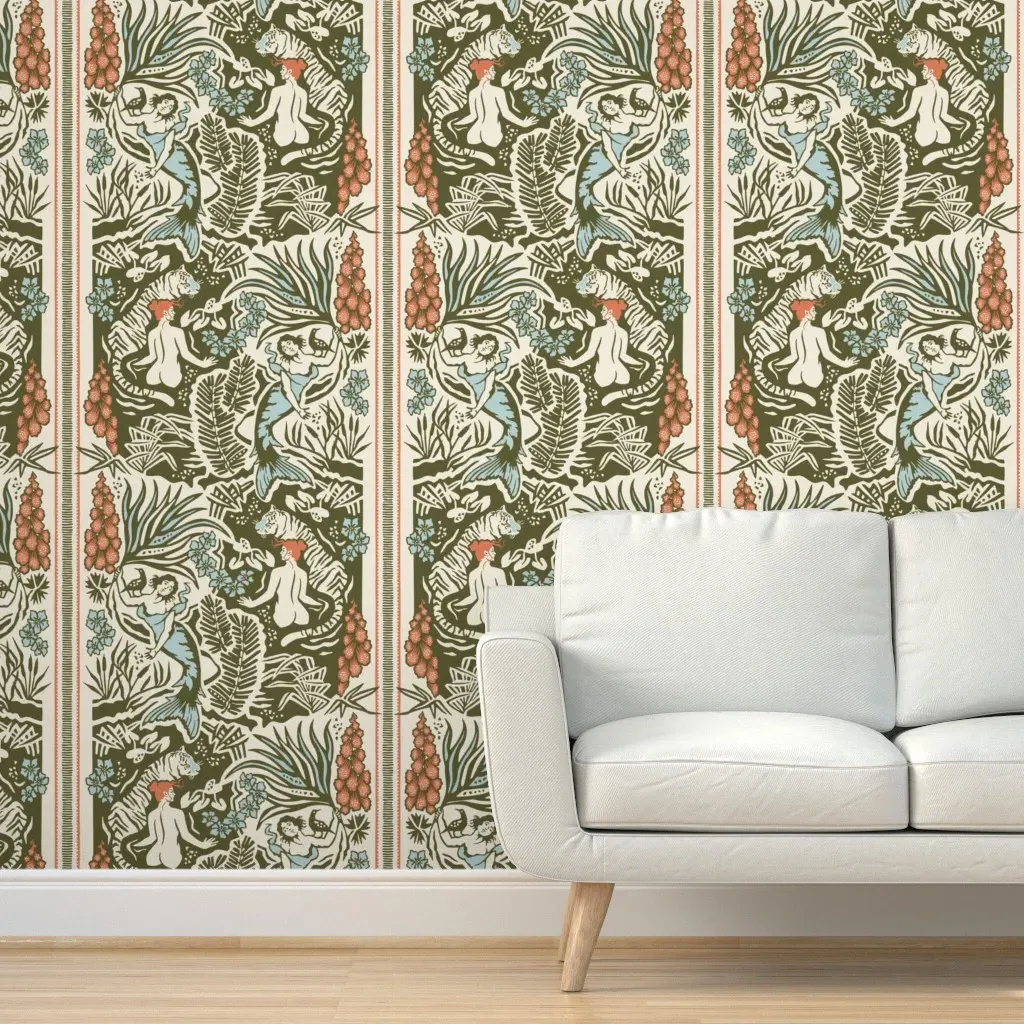 Paradise Large Scale Peel and Stick Wallpaper - Olive Green product