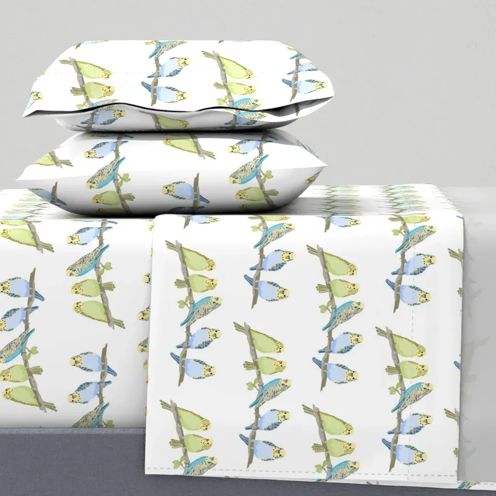Parakeets King Size Sheet Set - Light Blue product