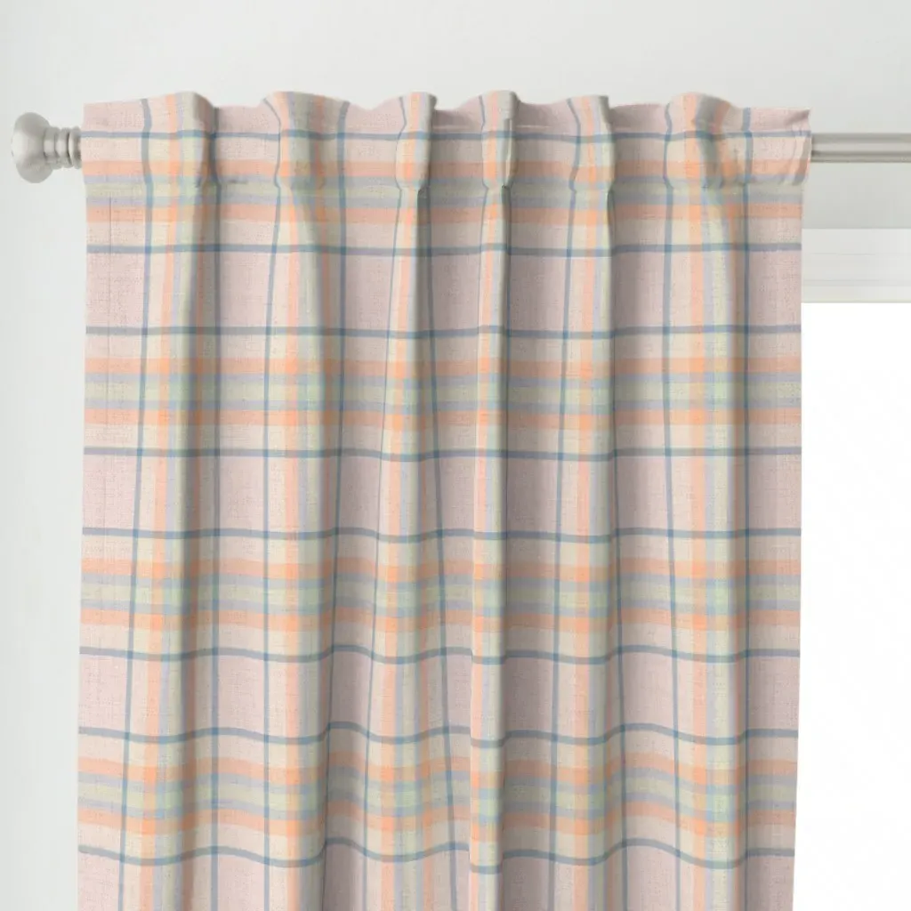 Parker Plaid Soft Pastel Curtain Panel - Peach alternate view