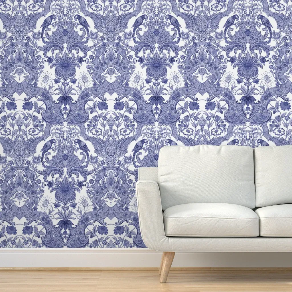 Parrot Damask Peel and Stick Wallpaper - Blue, White product
