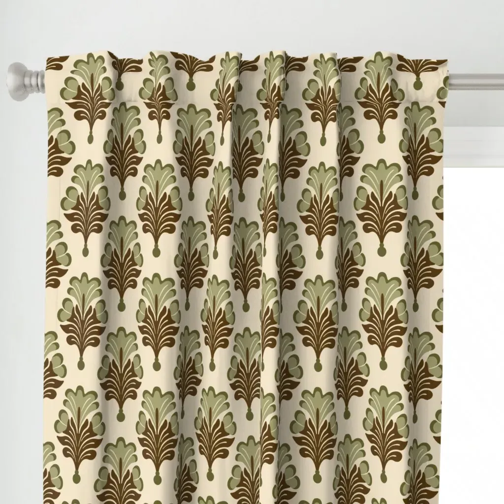 Parrot Lily Damask Boho Curtain Panel - Dark Brown alternate view