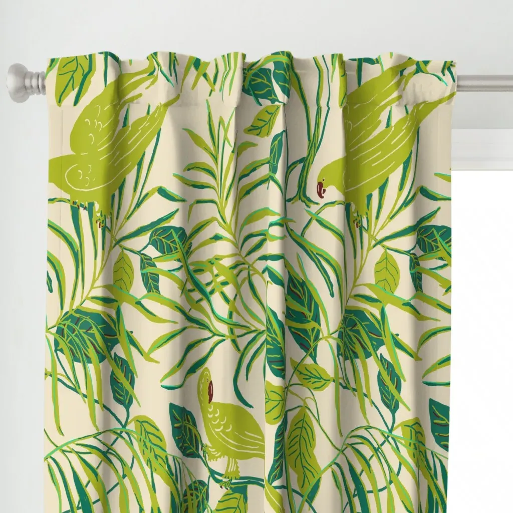 Parrot Palm Curtain Panel - Lime Green alternate view