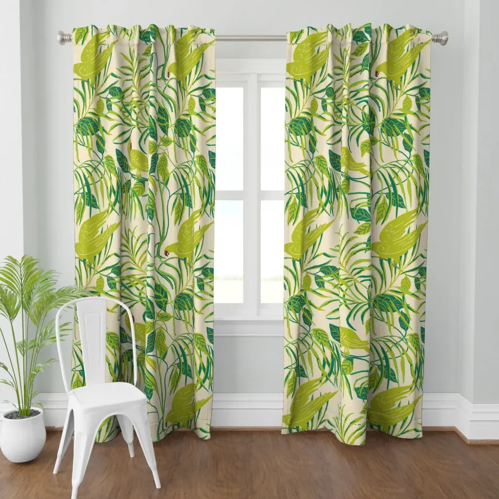 Parrot Palm Curtain Panel - Lime Green product