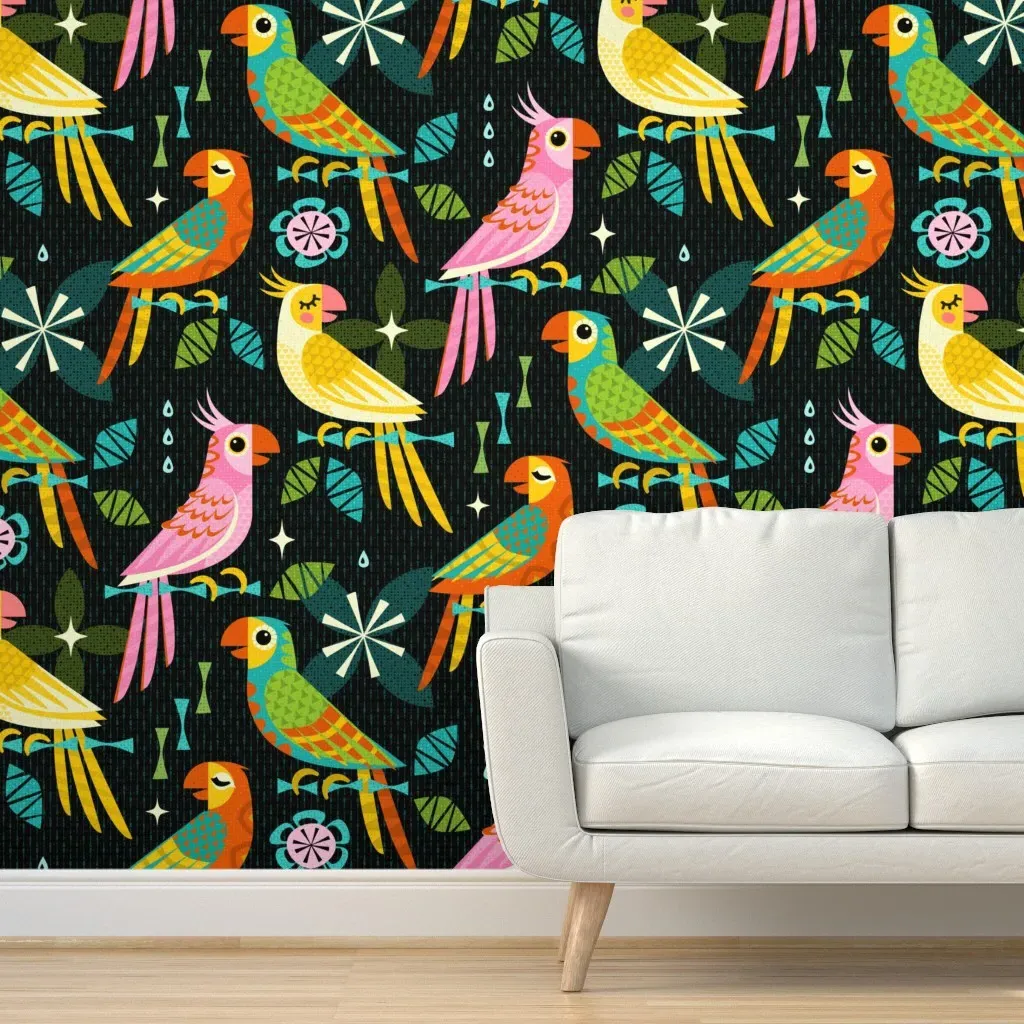 Parrot Party Peel and Stick Wallpaper - Pink product