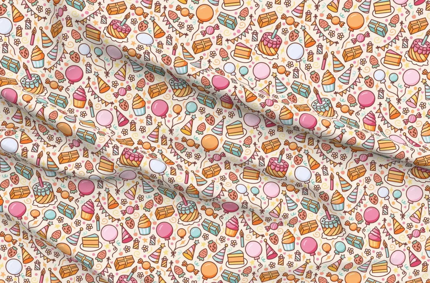 Party Birthdays Pique Fabric - Orange product