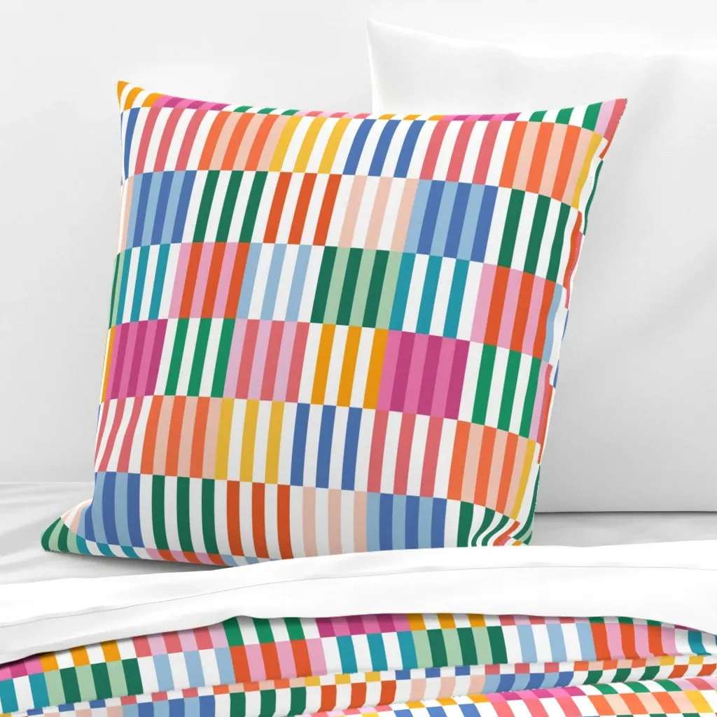 Party Stripe Blocks Euro Pillow Sham - White product