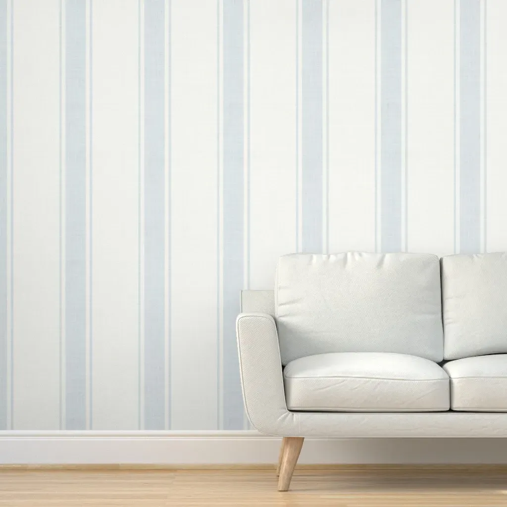 Pastel Blue Heritage Stripes Peel and Stick Wallpaper - Light Blue product