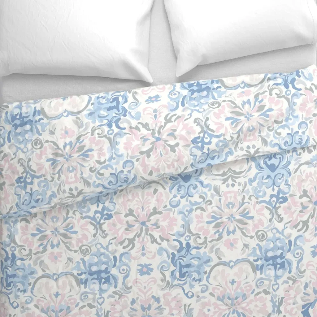 Pastel Celebration Batik Duvet Cover - Light Blue alternate view
