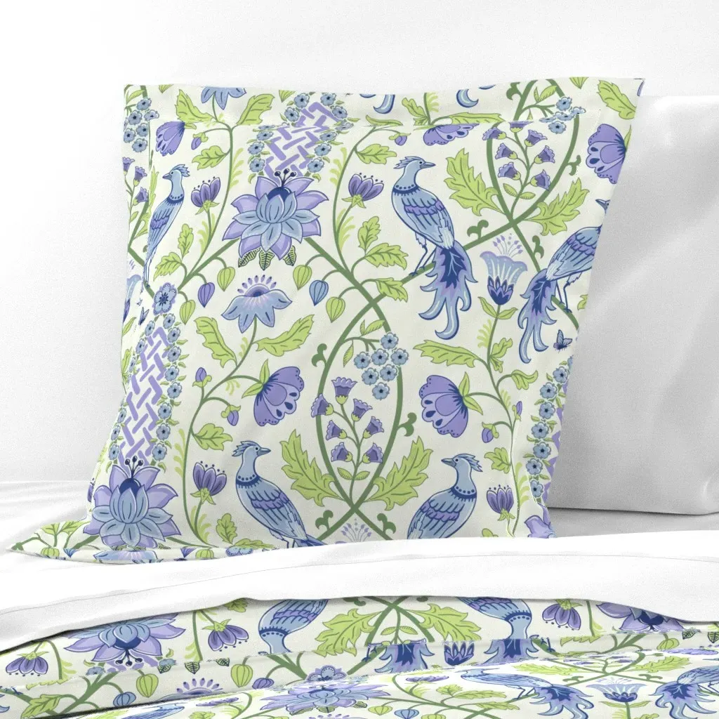 Pastel Comforts Chinoiserie Exotic Birds Euro Pillow Sham - Periwinkle product