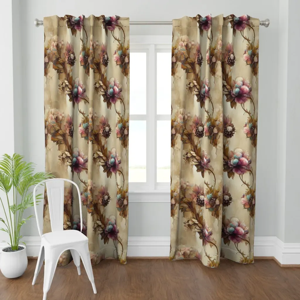 Pastel Flowers Curtain Panel - Dusty Rose product