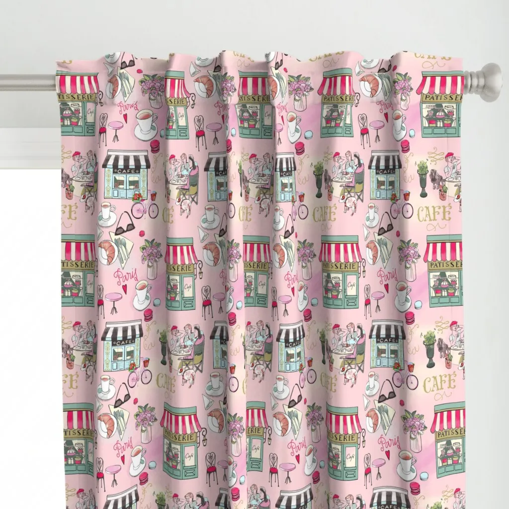Pastel French Curtain Panel - Pink alternate view