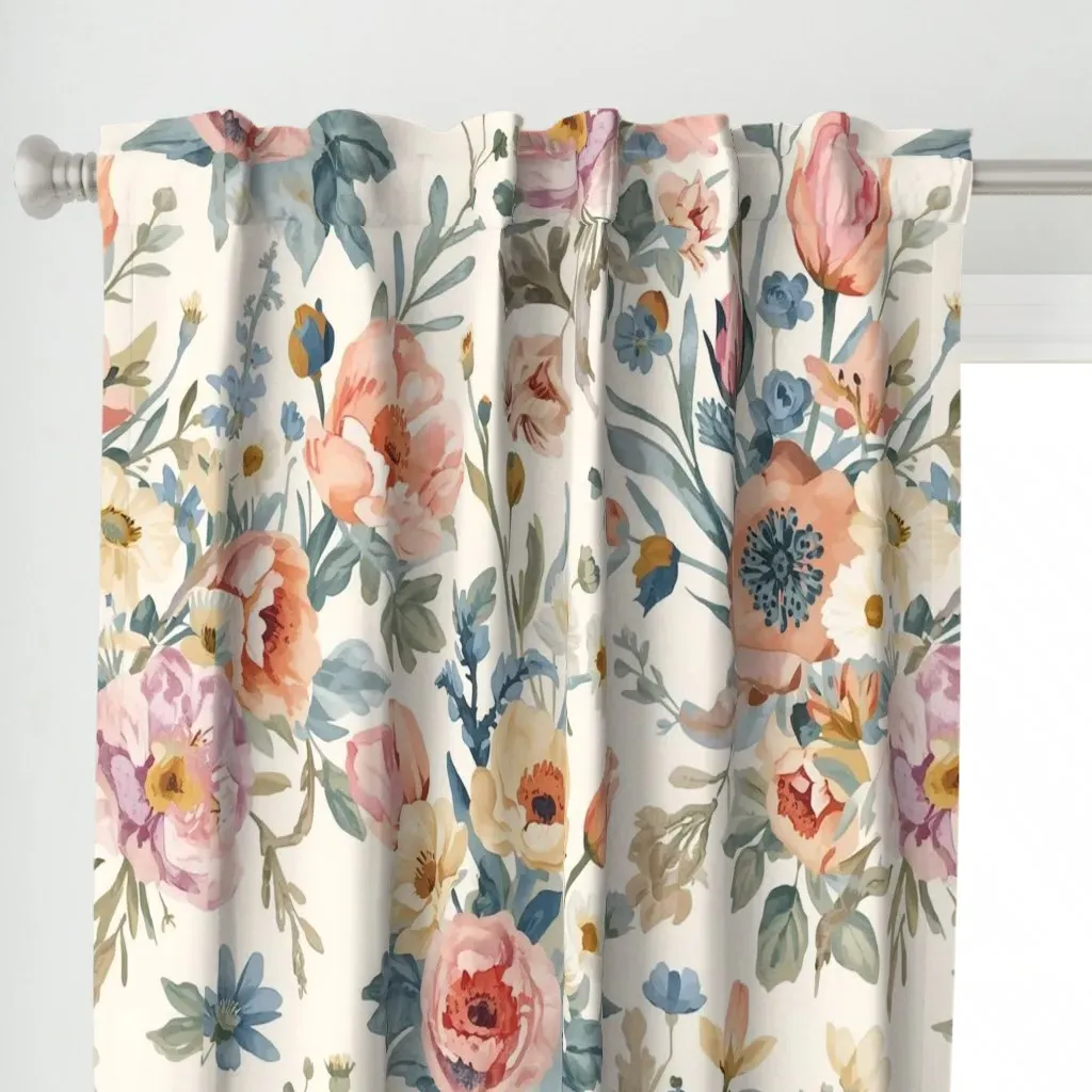 Pastel Garden Floral Curtain Panel - Pink alternate view