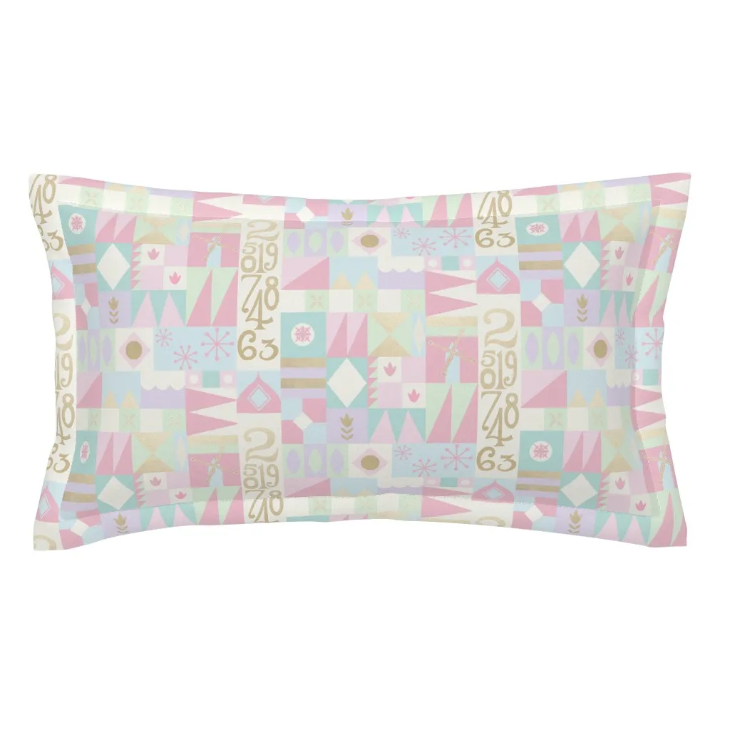 Pastel Geometric Small World Pattern King Pillow Sham - Pink product