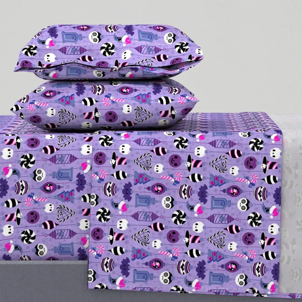 Pastel Goth Christmas Plague Doctor Queen Sheet Set - Purple product