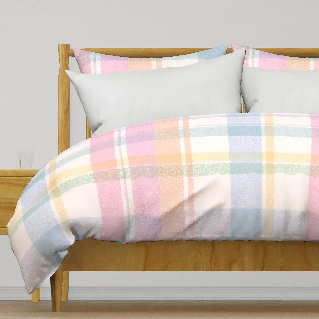 Pastel Madras Plaid Duvet Cover - Pink product