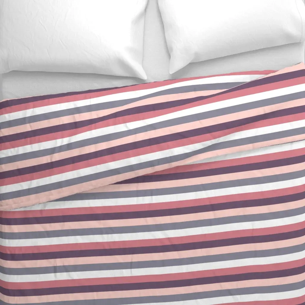 Pastel Purple Stripes Duvet Cover - Dusty Rose alternate view