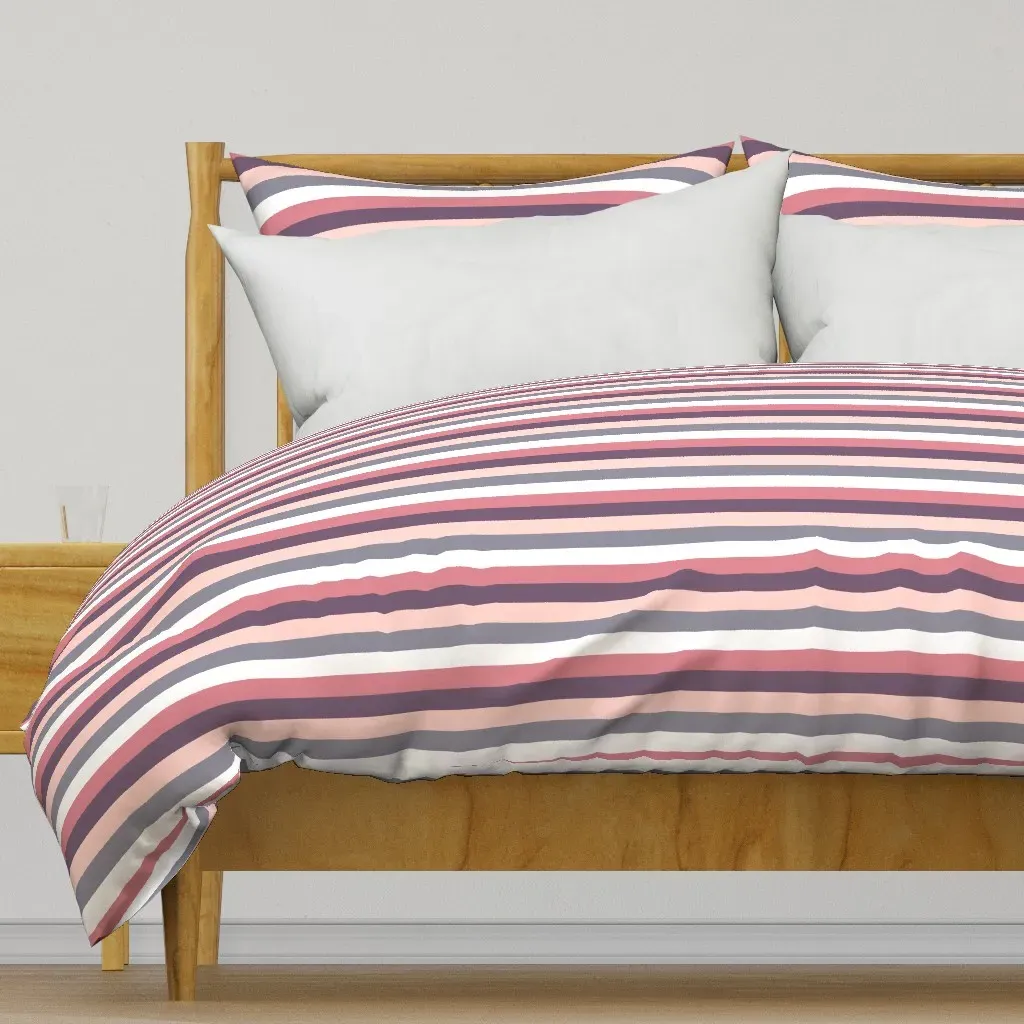 Pastel Purple Stripes Duvet Cover - Dusty Rose product