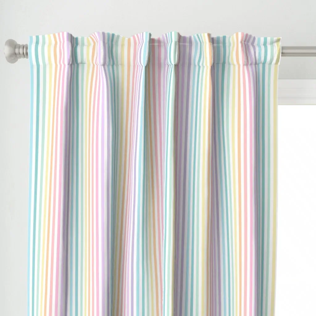 Pastel Rainbow Stripes Curtain Panel - Light Pink alternate view