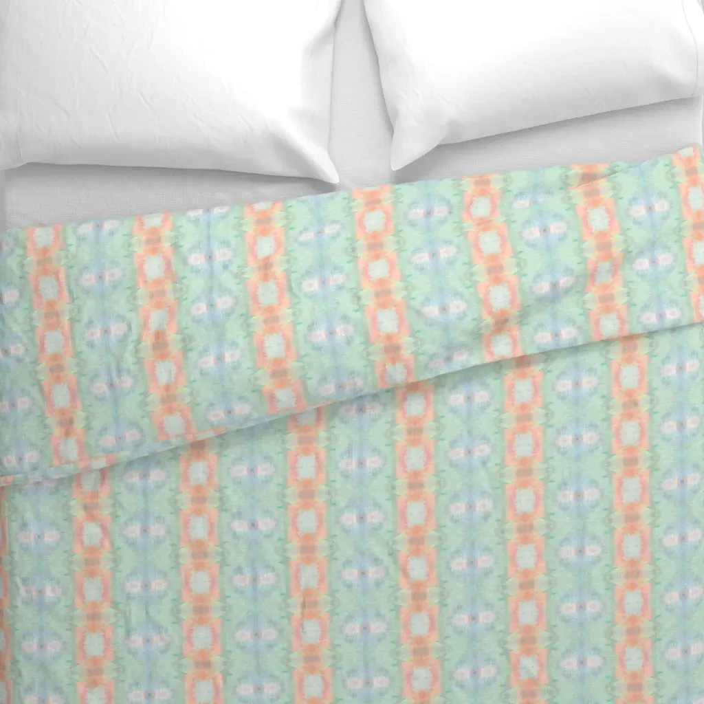 Pastel Summer Dream Coral Mint Duvet Cover - Peach alternate view