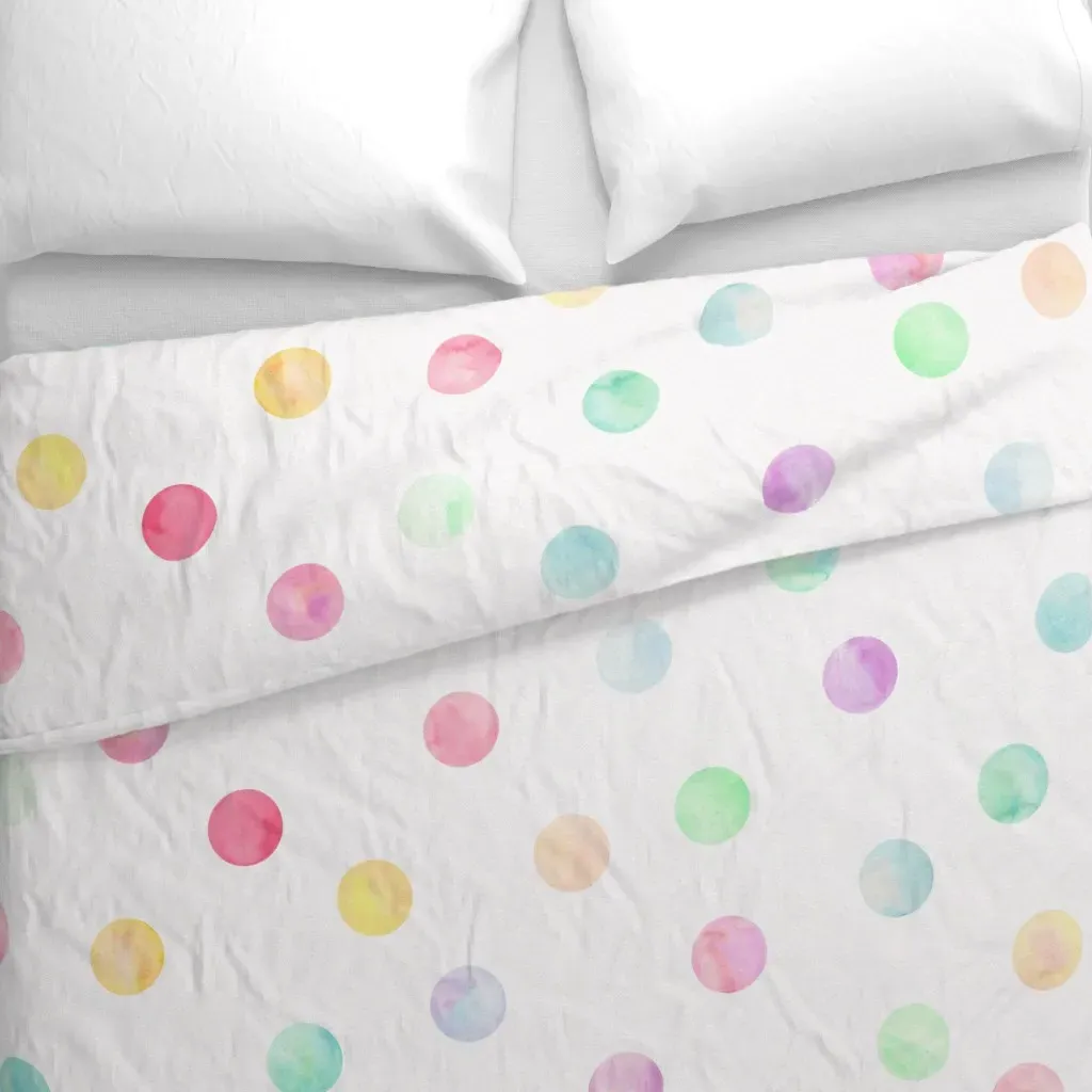 Pastel Watercolor Polka Dots Duvet Cover - Light Pink alternate view