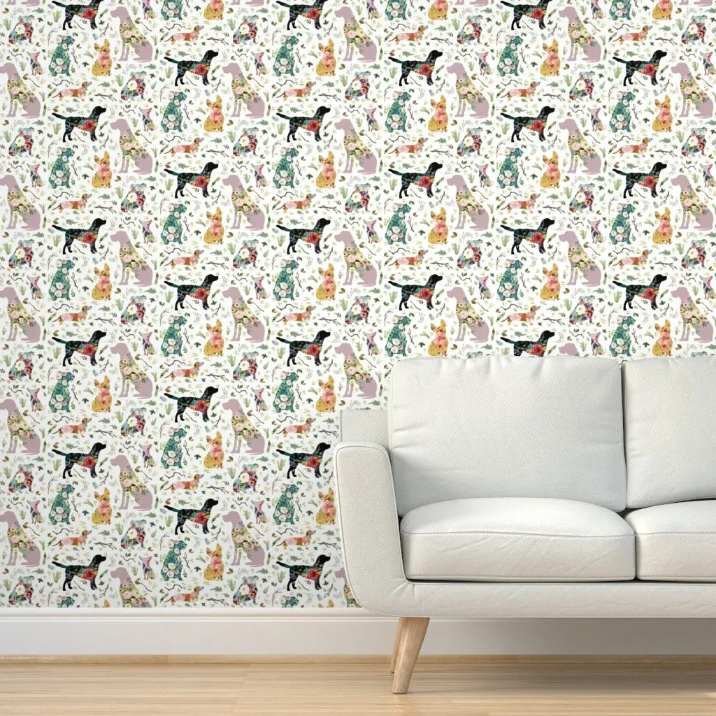 Patchwork Dogs Peel and Stick Wallpaper - White product