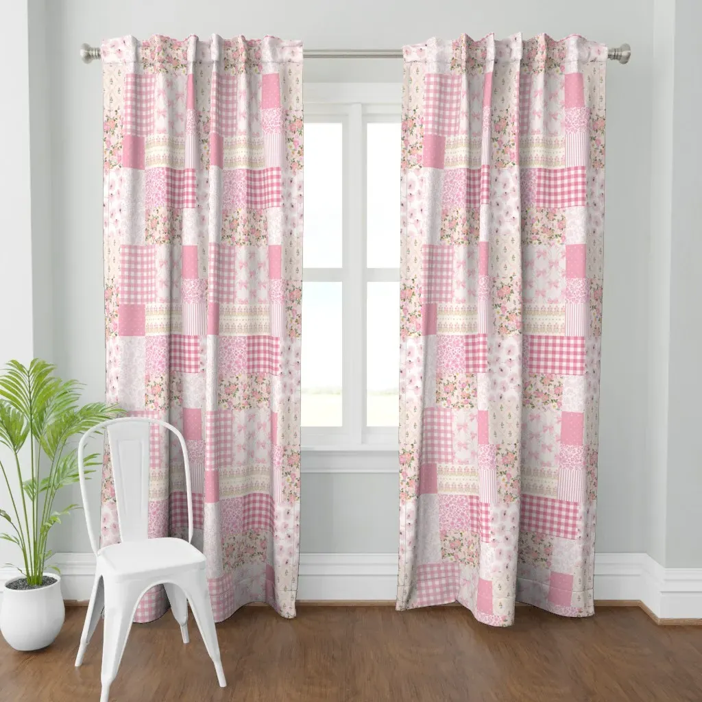Patchwork No.4 Print Curtain Panel - Pink product