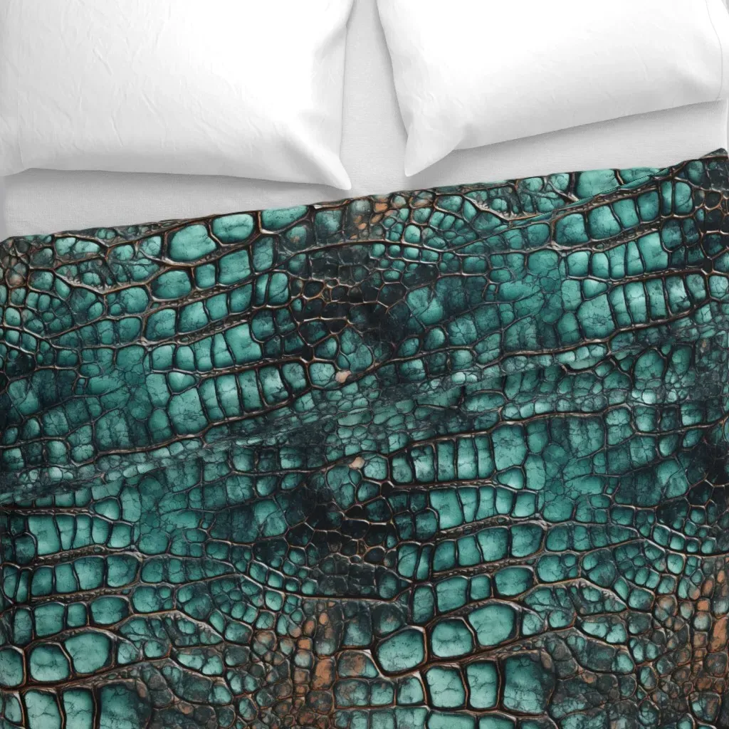 Patina Alligator Skin Duvet Cover - Teal alternate view