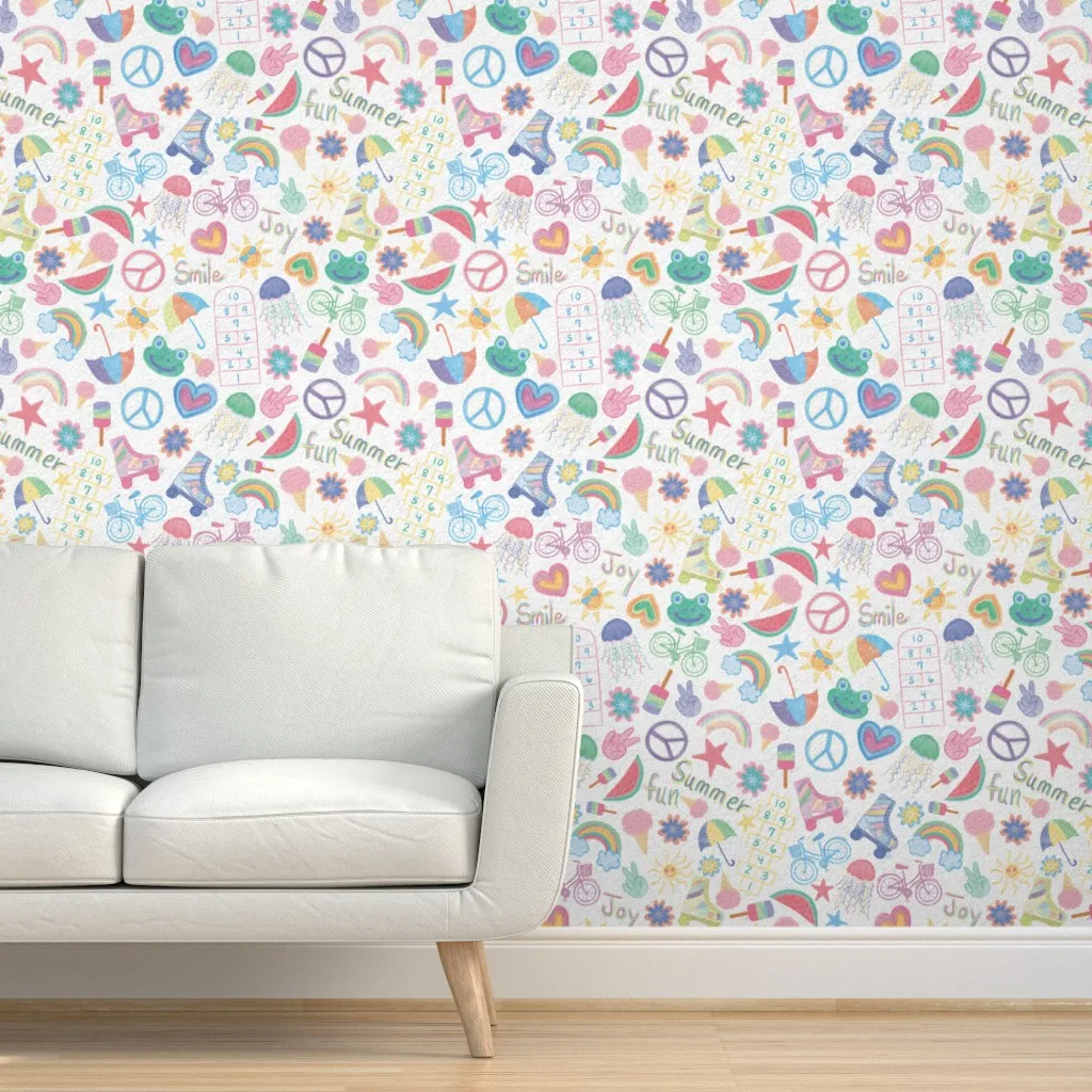 Pavement Pastel Chalk Hopscotch Peel and Stick Wallpaper - Pink product
