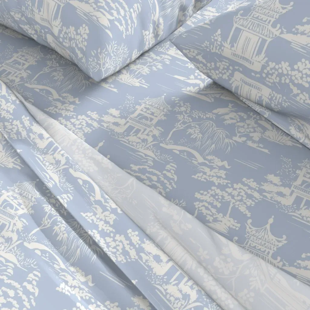 Pavilion Toile Full Sheet Set - Periwinkle alternate view