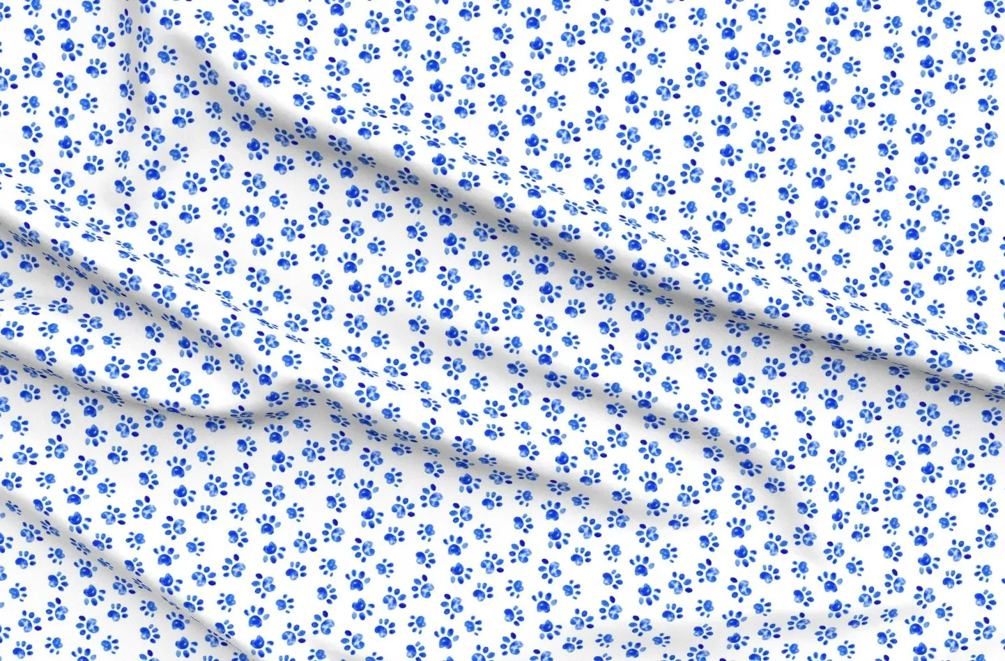 Paw Prints Spots Dots Sport Pique Fabric - Royal Blue product