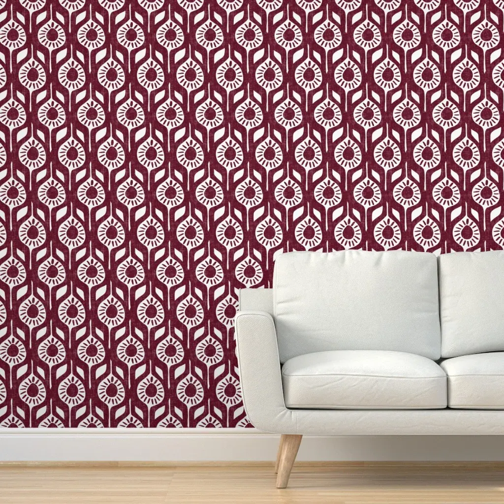 Peace Abstract Floral Peel and Stick Wallpaper - Burgundy product
