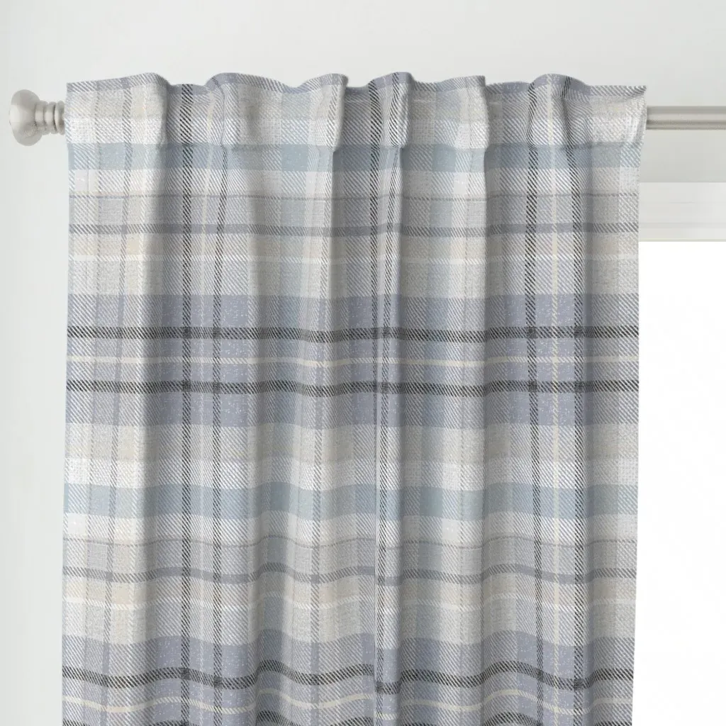 Peaceful Plaid Jumbo Curtain Panel - Light Grey alternate view
