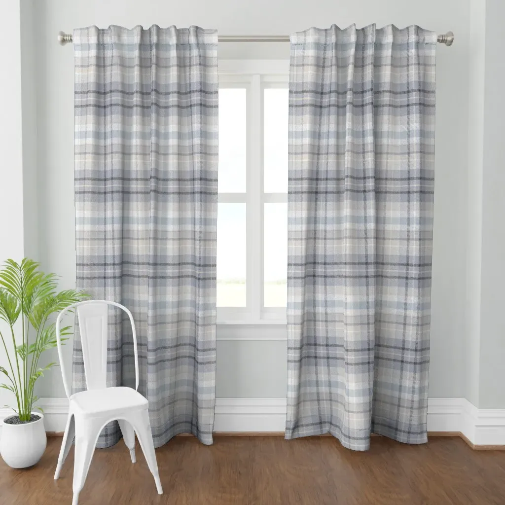Peaceful Plaid Jumbo Curtain Panel - Light Grey product