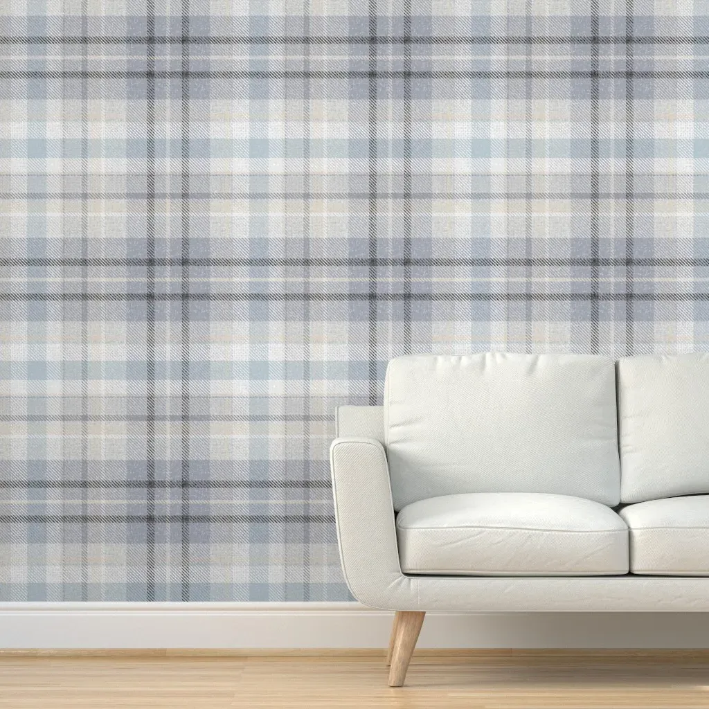 Peaceful Plaid Jumbo Peel and Stick Wallpaper - Light Grey product