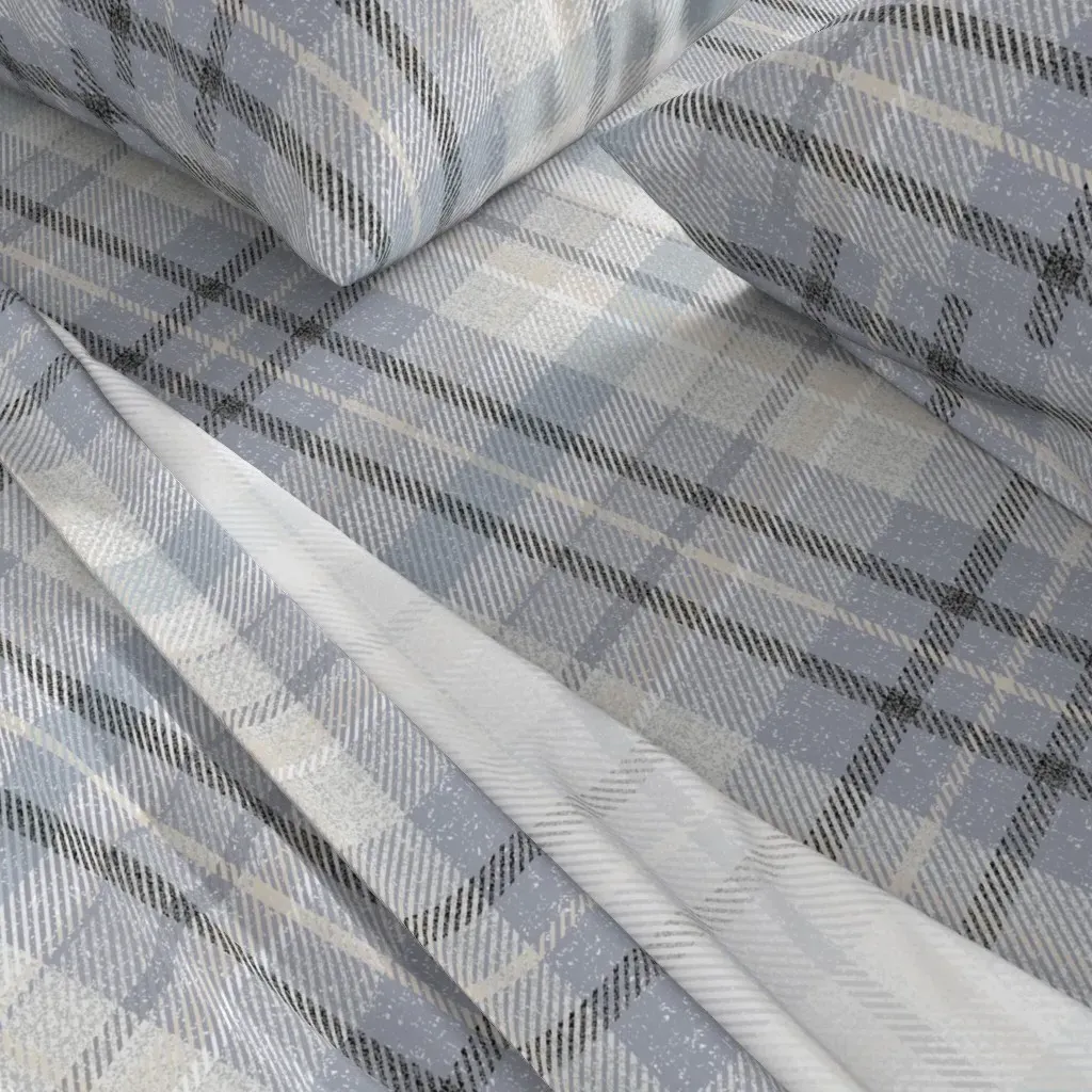 Peaceful Plaid Queen Sheet Set - Light Grey alternate view