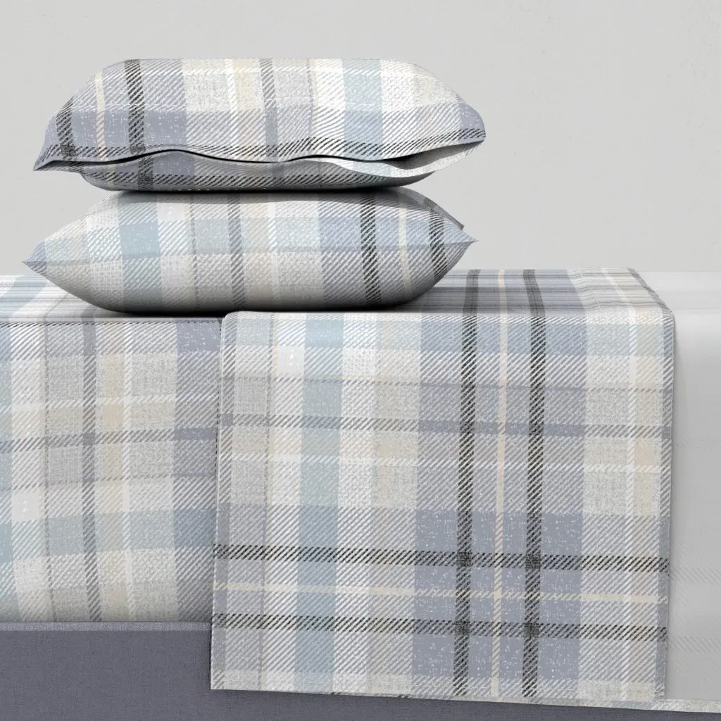 Peaceful Plaid Queen Sheet Set - Light Grey product