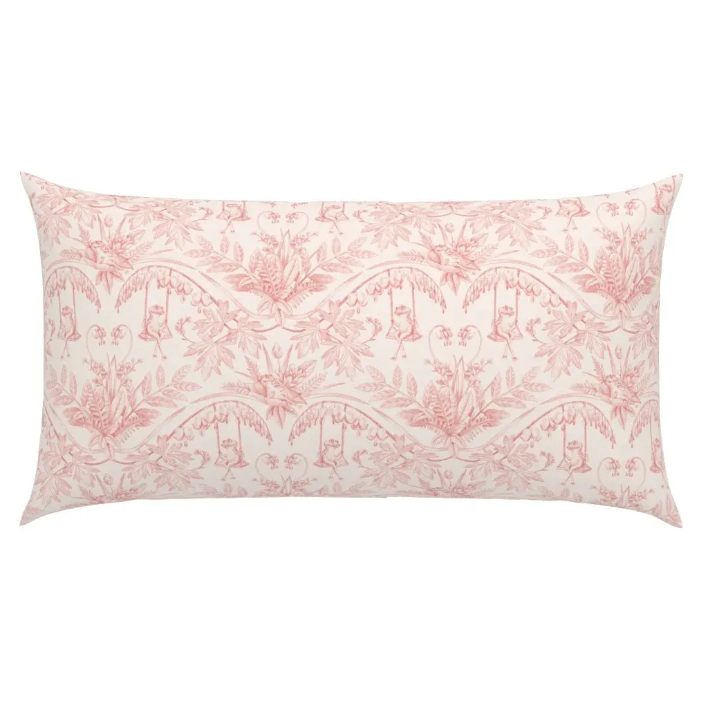 Peach Frogs Flower Garden Damask King Pillow Sham - Pink product