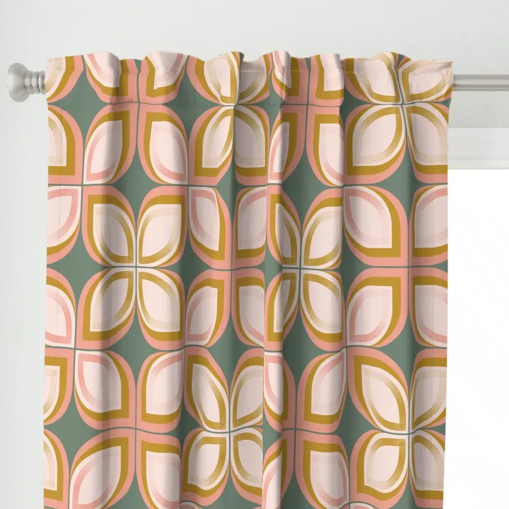 Peach Mustard and Sage Curtain Panel - Mustard Yellow alternate view