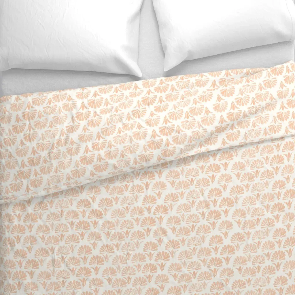Peach On Cream Block Duvet Cover - Peach alternate view